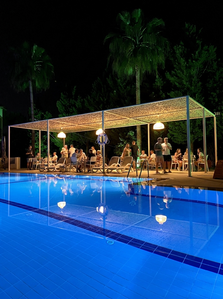 Tenis oynanan oteller Belek alternatifi havuz başı akşam – Villa Vista Belek Kadriye